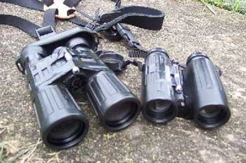 Binoculars with laser attachments